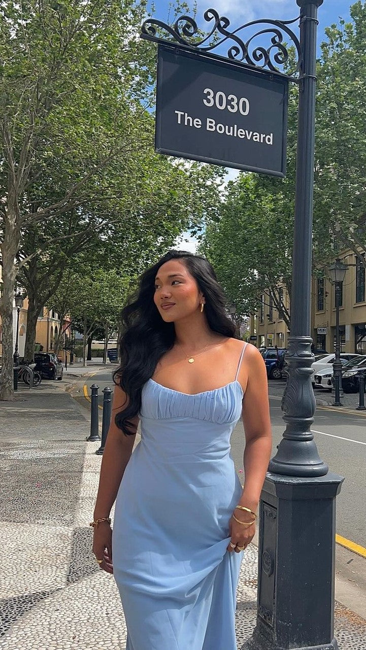 Blue Margot Rose Midi Dress