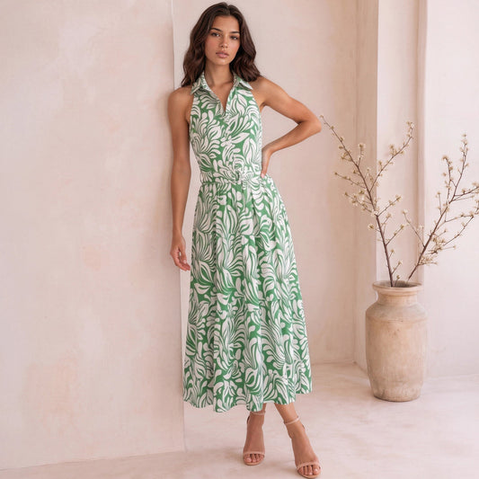 MALLORCA GREEN Riley Crepe Maxi Dress in Sage
