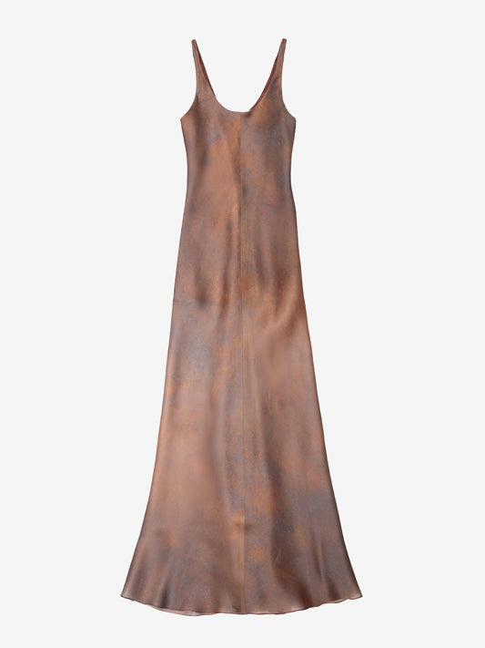RUST BROWN Margot Silk Bias Slip Dress