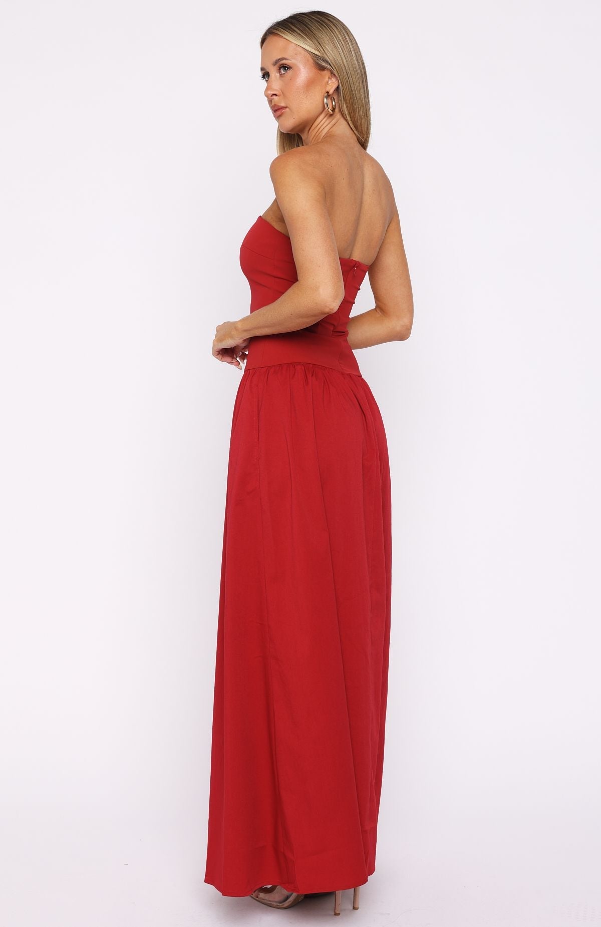 Margot Crepe Maxi Dress in Red