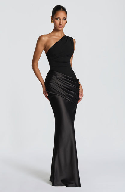 Black Sadona Cherry Lacquer Maxi Dress