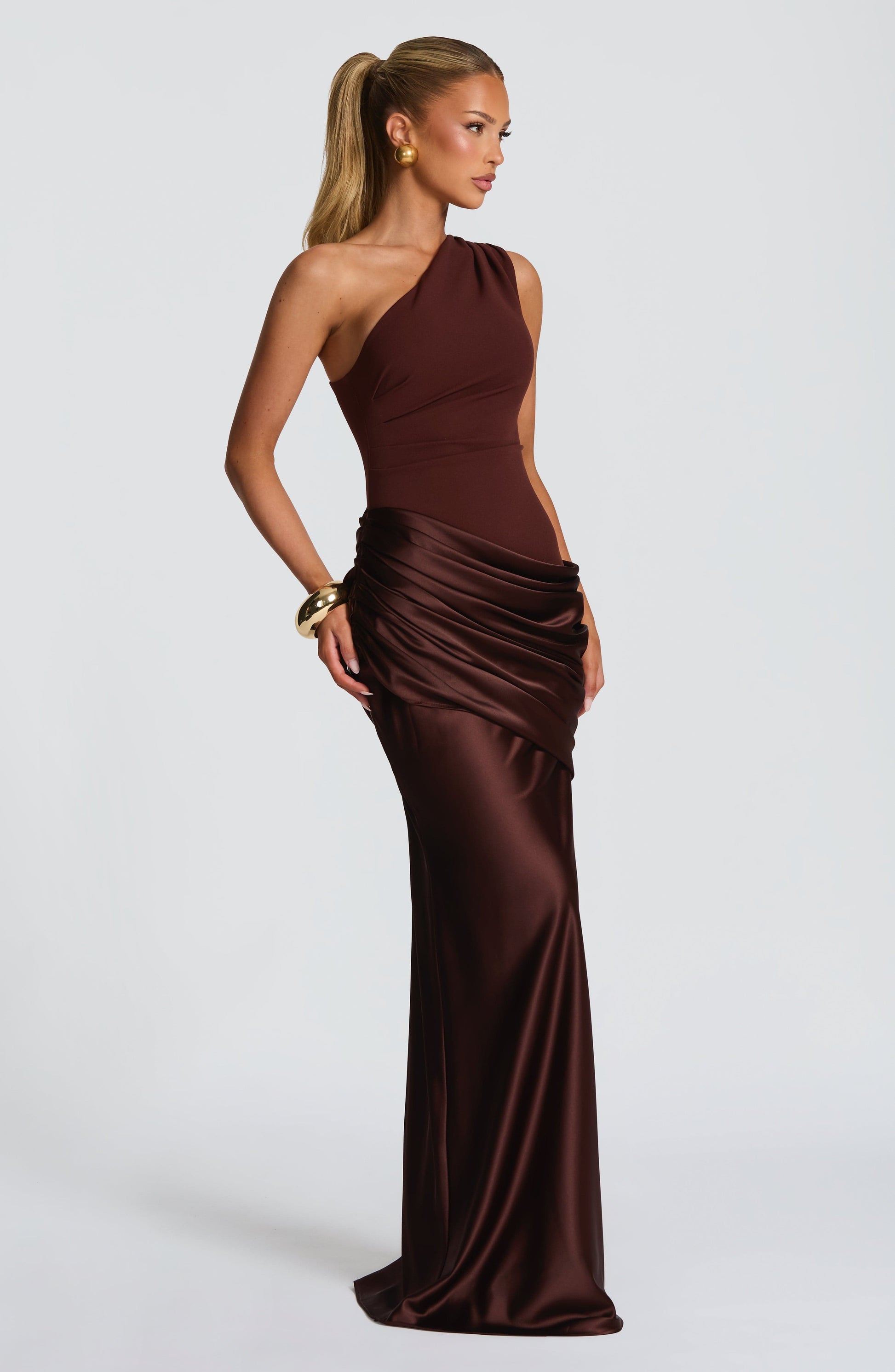 Plum Brown Sadona Cherry Lacquer Maxi Dress
