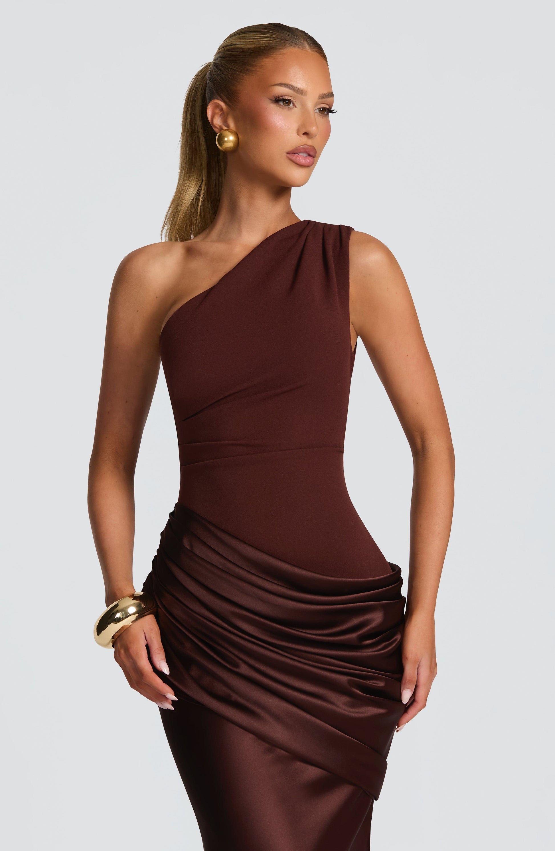 Plum Brown Sadona Cherry Lacquer Maxi Dress