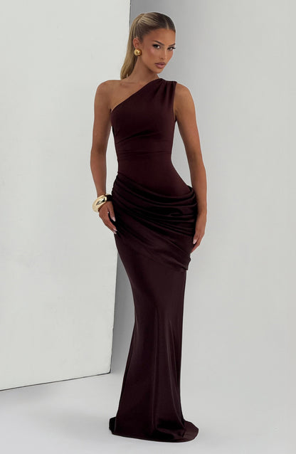 Plum Brown Sadona Cherry Lacquer Maxi Dress