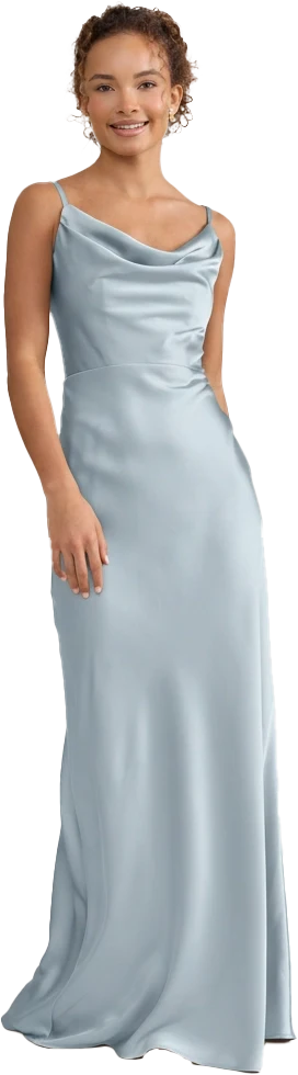 Tess Satin Midi Dress in Sky Blue