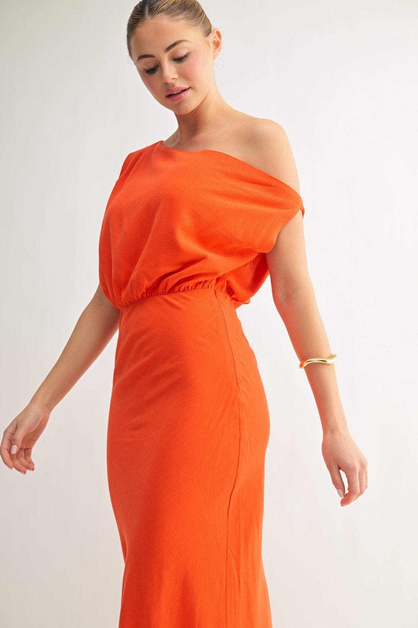 Shoulder Dress Margot Linen One-Shoulder Dress
