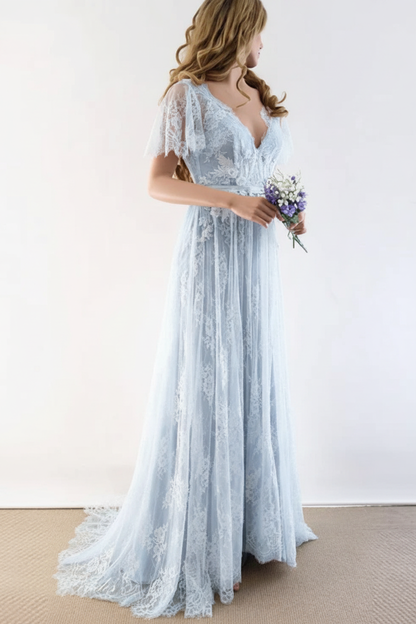 Neck Cap Sleeves Lace Wedding Dresses Margot Lace Wedding Dress