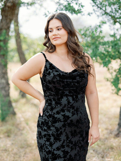 Navy Skye Floral Burnout Velvet Dress