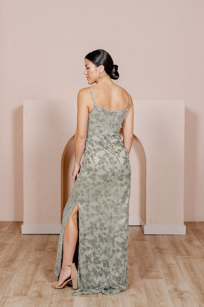 Black Skye Floral Burnout Velvet Dress