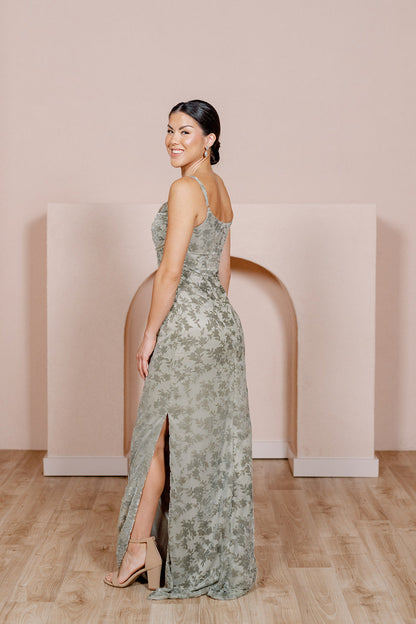 Gold Champagne - discontinuing August 3 Skye Floral Burnout Velvet Dress