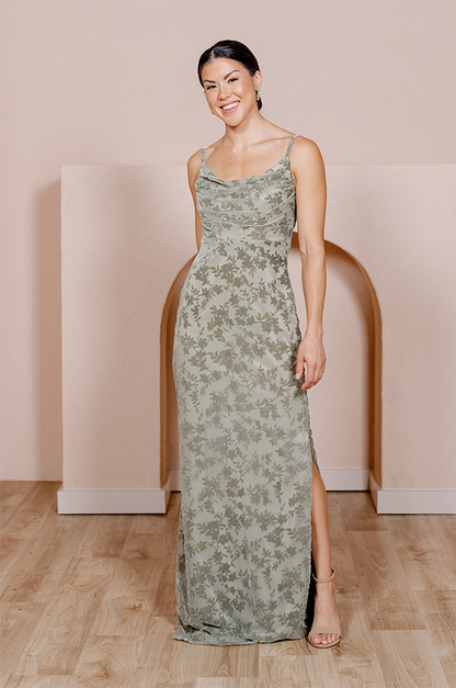 Mahogany Skye Floral Burnout Velvet Dress