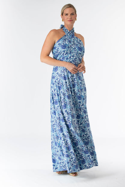 Porcelain Petals Fallon Silk Charmeuse Dress in Something Blue
