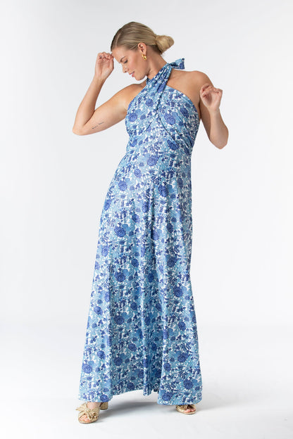 Porcelain Petals Fallon Silk Charmeuse Dress in Something Blue
