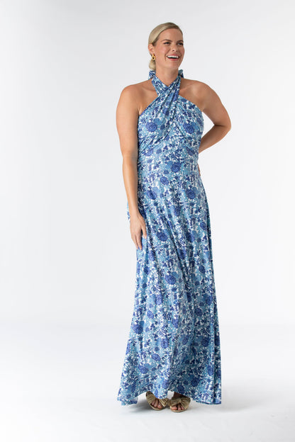 Porcelain Petals Fallon Silk Charmeuse Dress in Something Blue