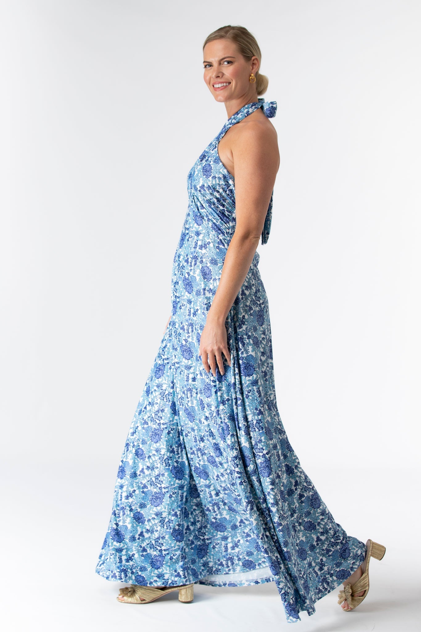 Porcelain Petals Fallon Silk Charmeuse Dress in Something Blue