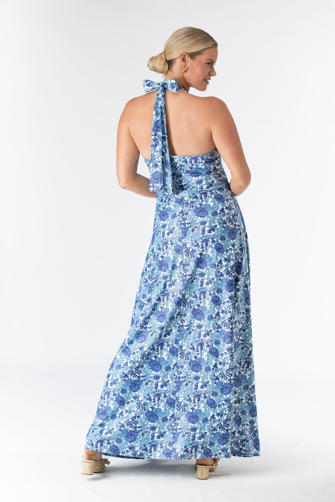 Porcelain Petals Fallon Silk Charmeuse Dress in Something Blue
