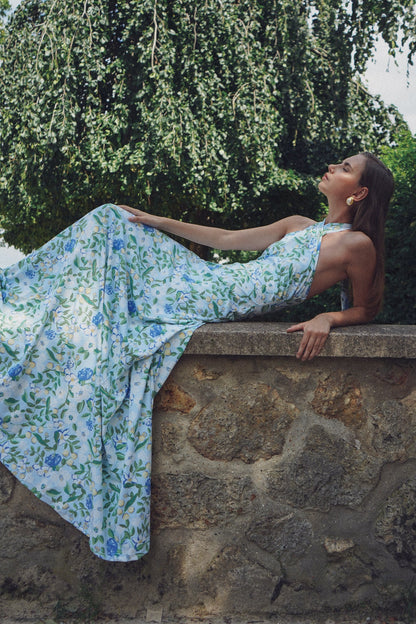 Craspedia Darling Fallon Silk Charmeuse Dress in Something Blue