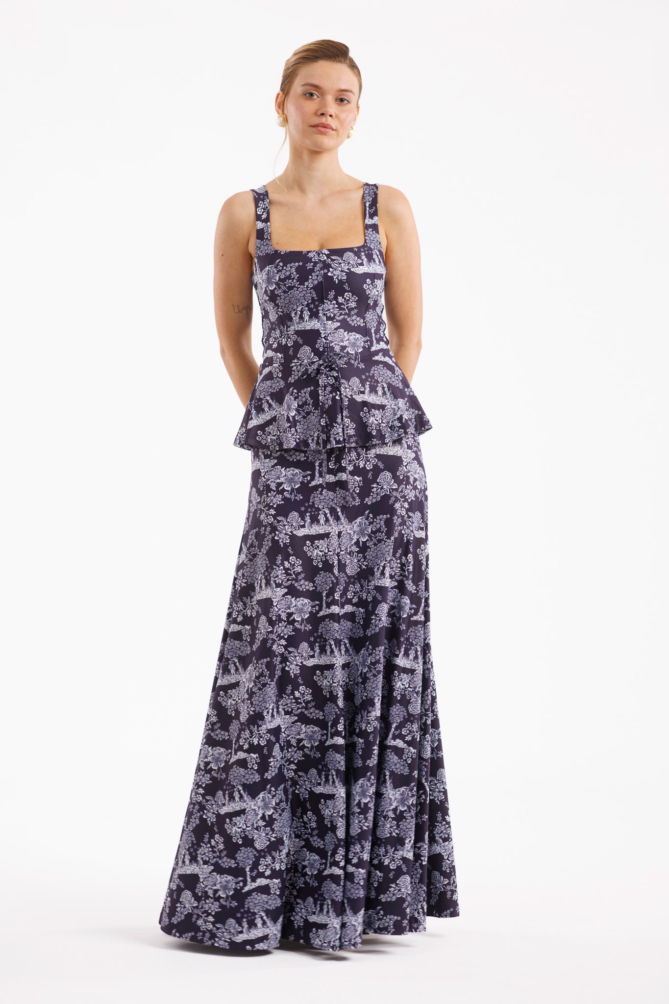 French Country Navy Siena Silk Charmeuse Dress in Something Blue