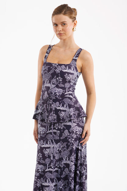 French Country Navy Siena Silk Charmeuse Dress in Something Blue