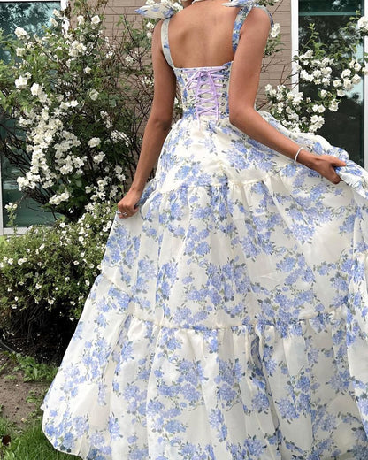 Picture Color Linea Picture Silk Evening Dress
