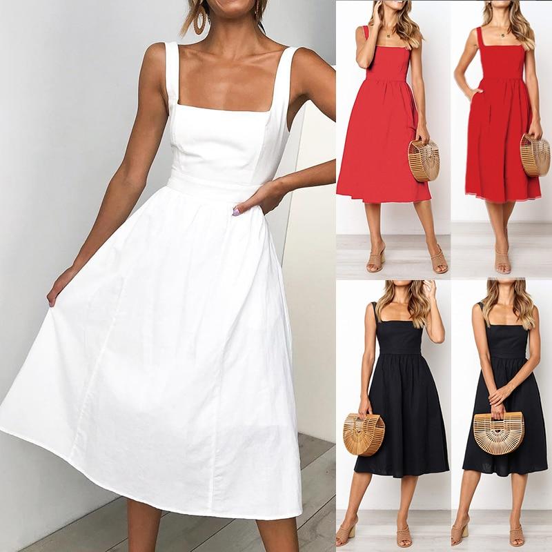 Red Eleanor Square Neck Midi Dress
