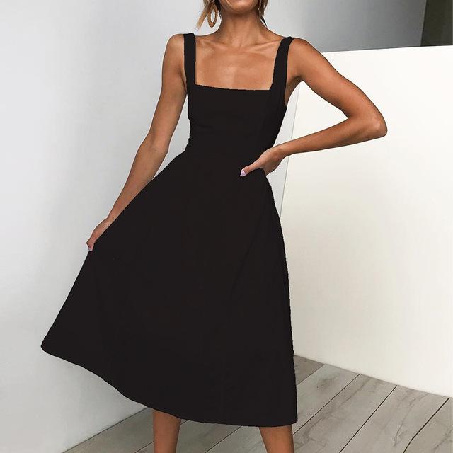 White Eleanor Square Neck Midi Dress