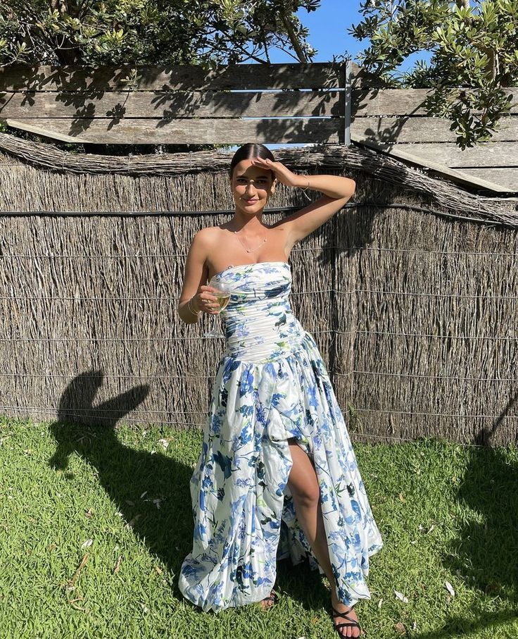 Picture Color Vivienne Floral Print Strapless Gown