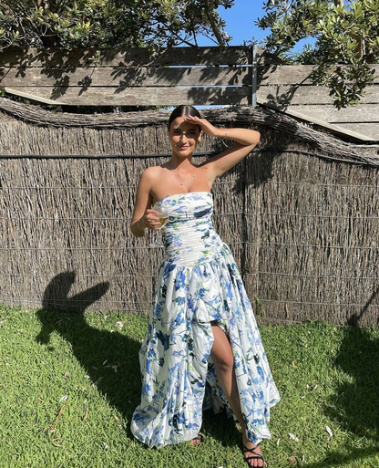 Picture Color Vivienne Floral Print Strapless Gown