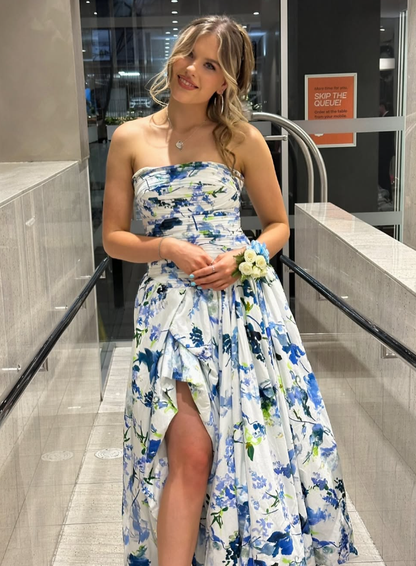 Picture Color Vivienne Floral Print Strapless Gown