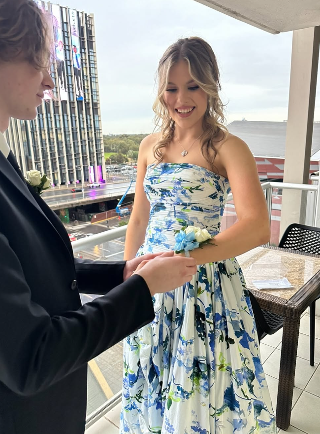 Picture Color Vivienne Floral Print Strapless Gown