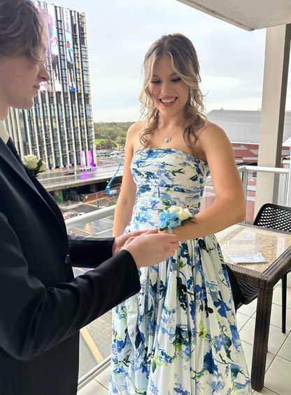 Picture Color Vivienne Floral Print Strapless Gown
