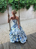 Vivienne Floral Print Strapless Gown
