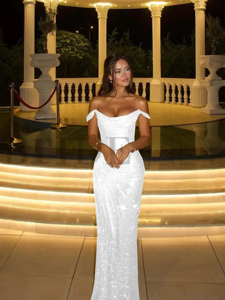 Burgundy Vivienne Sequin Off-Shoulder Mermaid Dress