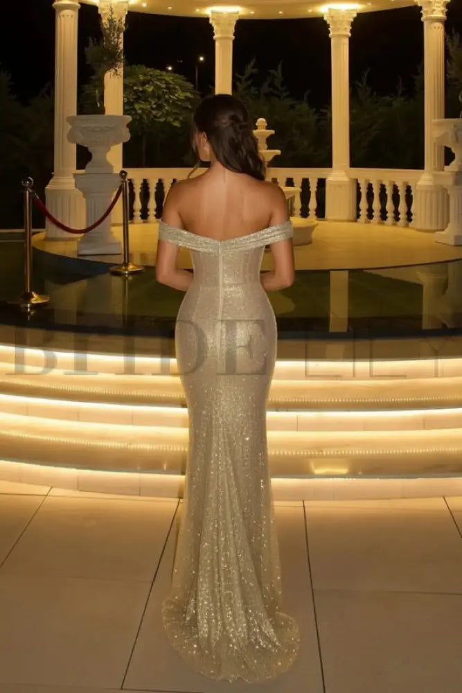 Black Vivienne Sequin Off-Shoulder Mermaid Dress