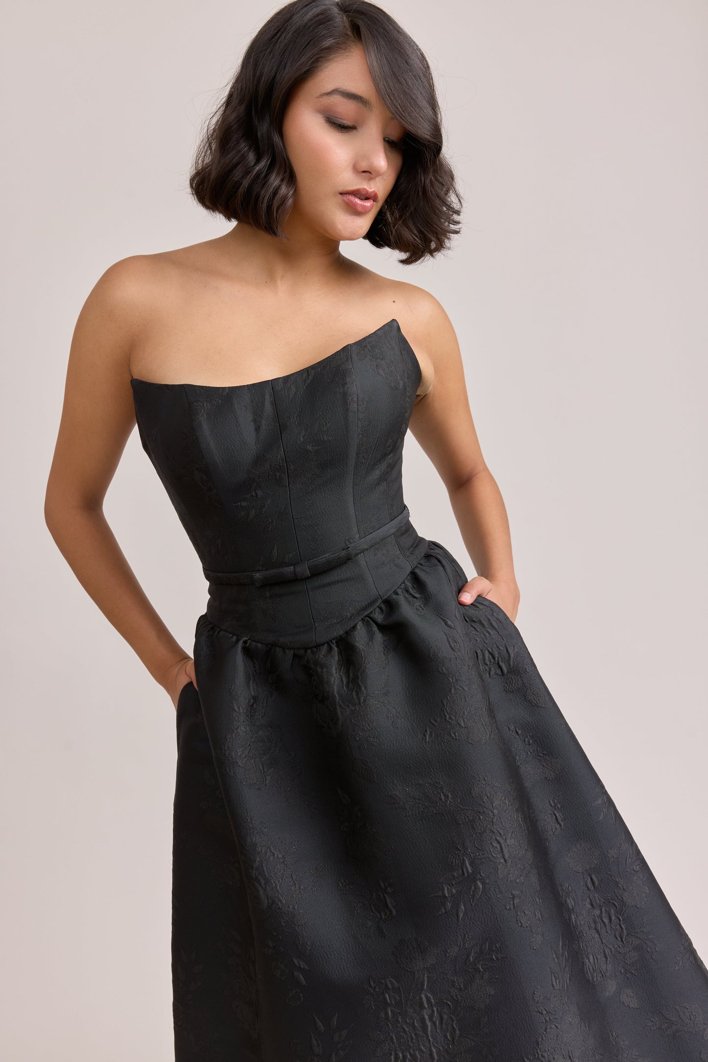 Deep Olive Margot Jacquard Dress in Deep Olive