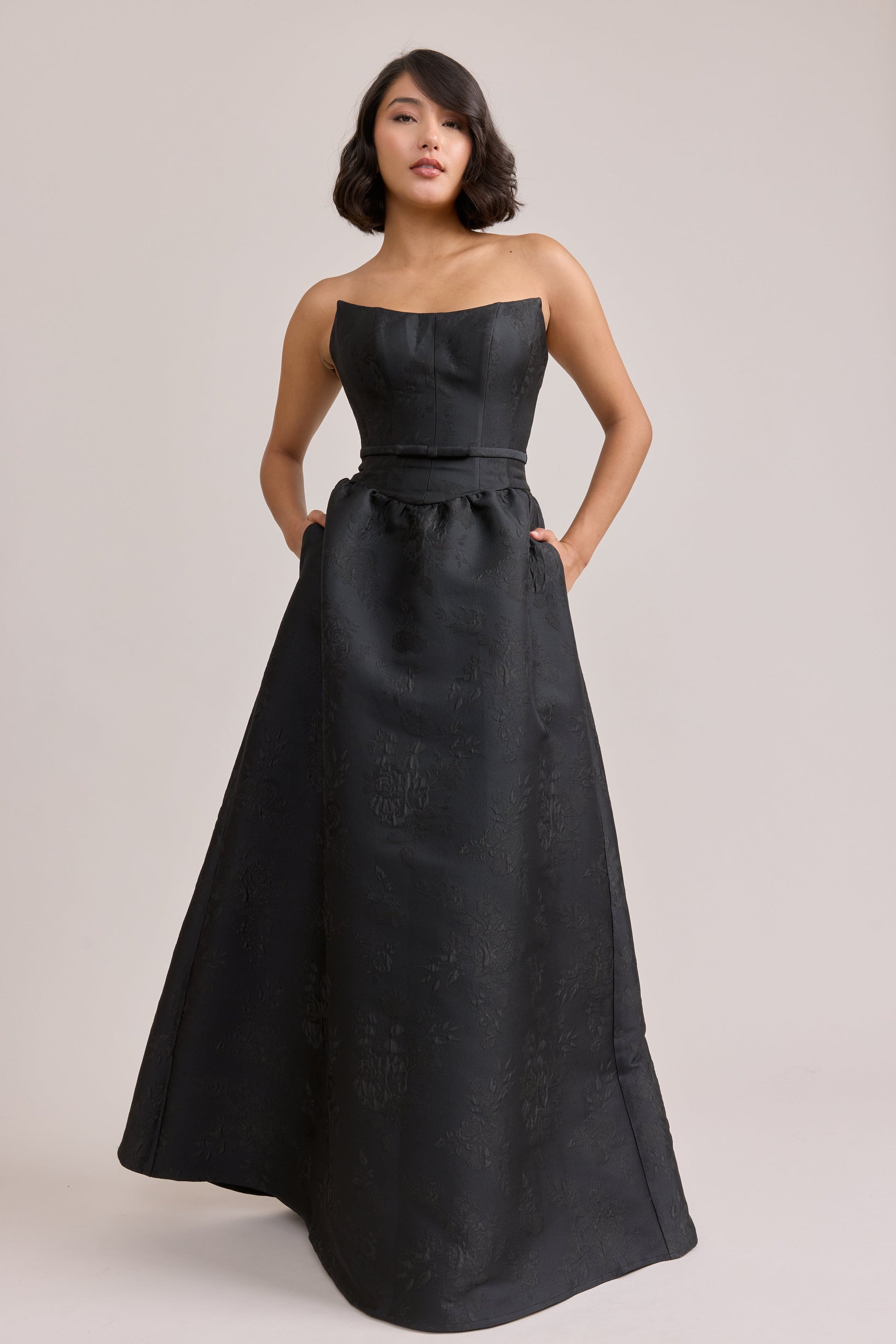 Sage Margot Jacquard Dress in Deep Olive