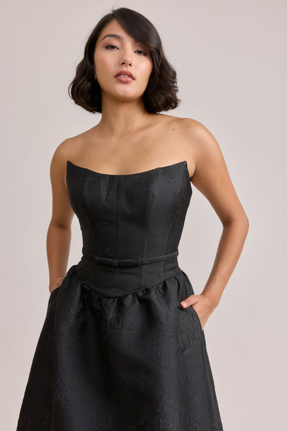 Indie Blue Margot Jacquard Dress in Deep Olive