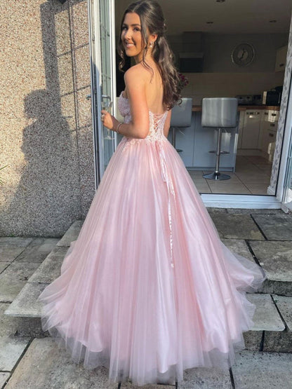 Dusty Blue Arabella Tulle A-Line Gown