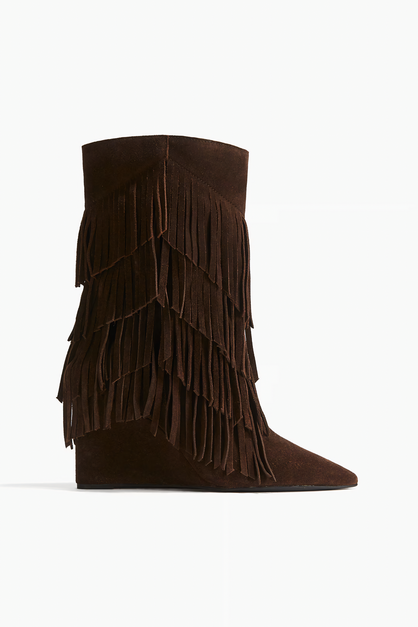 Fringe-trimmed suede boots