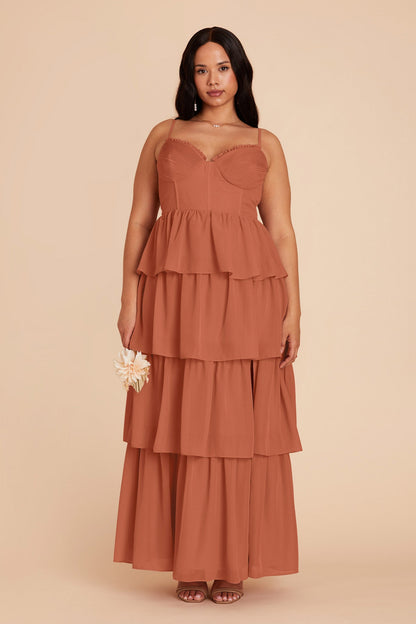 Terracotta Lola Chiffon Midi Dress in Wild Rose