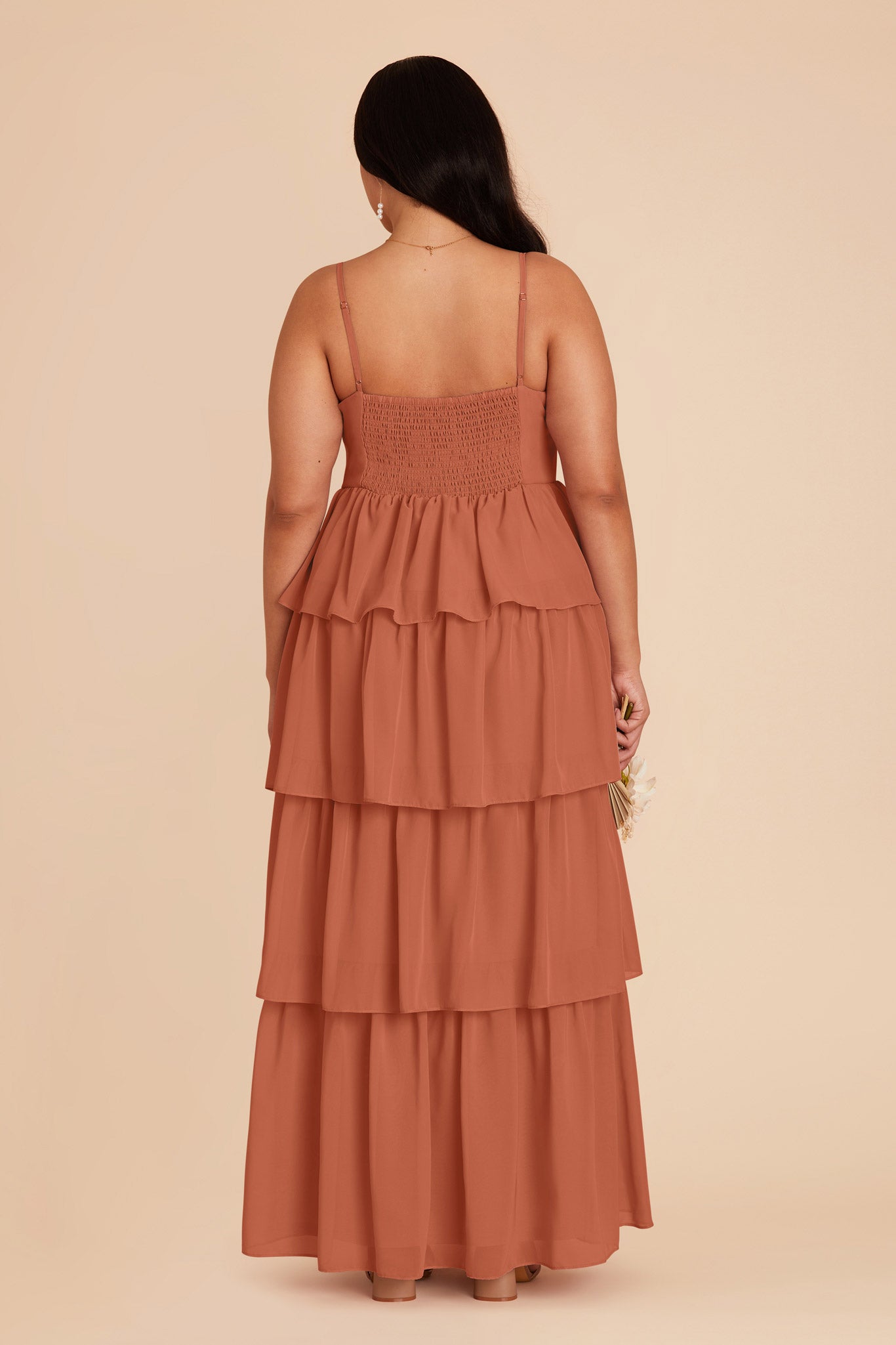 Terracotta Lola Chiffon Midi Dress in Wild Rose