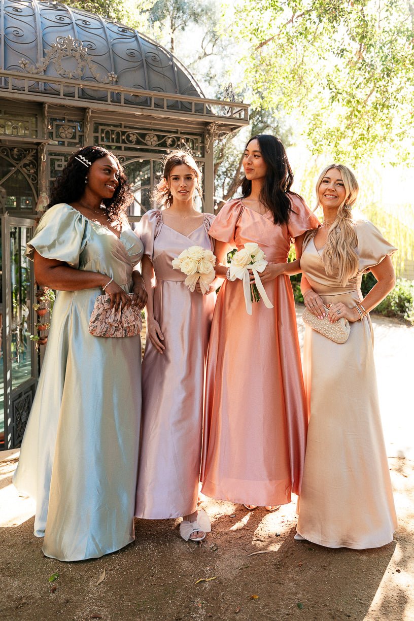Champagne Tessie Silk Slip Dress in Blush
