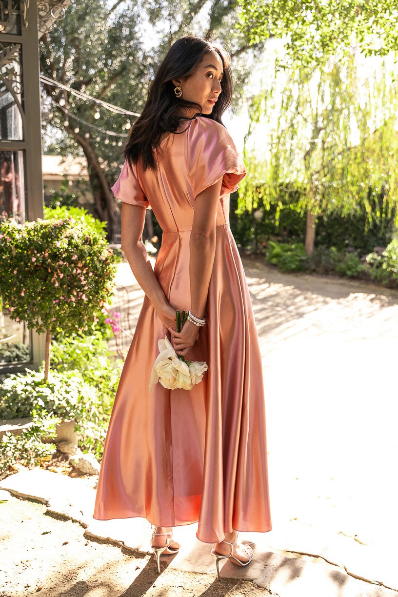 Apricot Crush Tessie Silk Slip Dress in Blush
