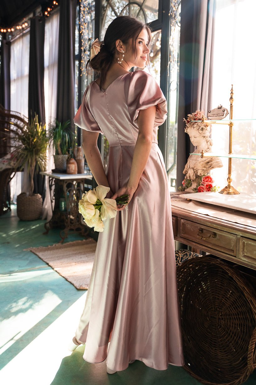Blush Tessie Silk Slip Dress in Blush