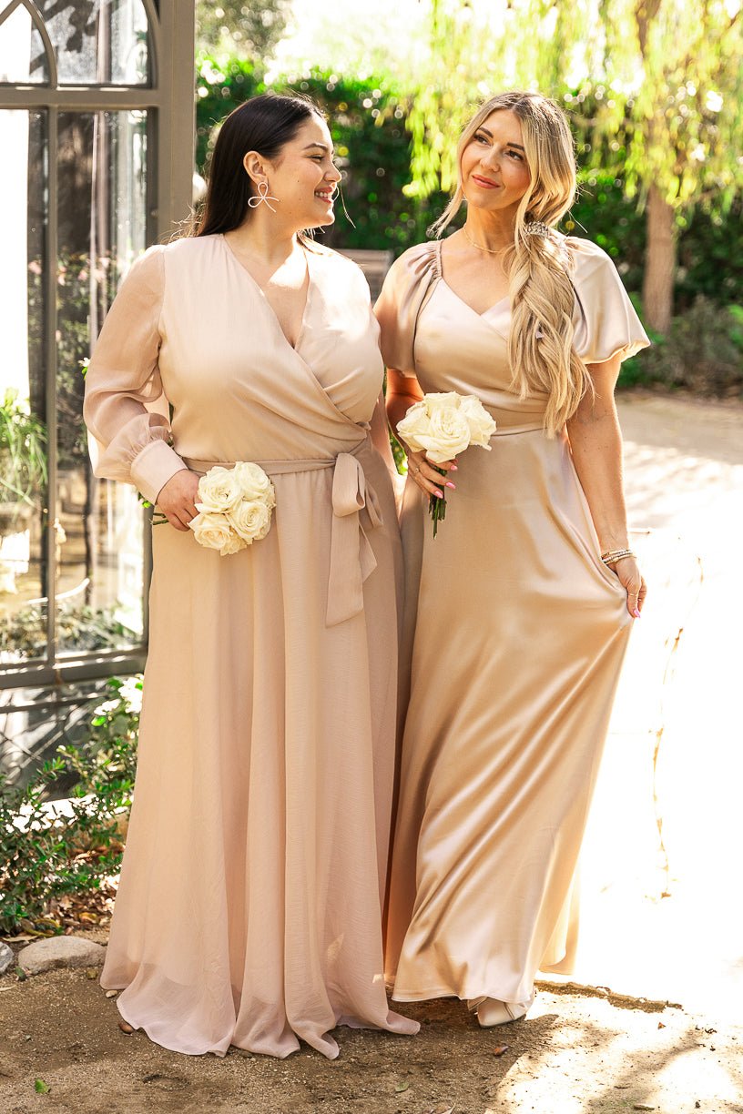 Champagne Tessie Silk Slip Dress in Blush