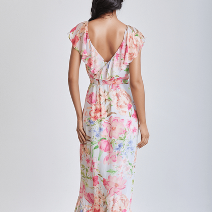SHINING LIGHT BLUE Tilda Silk Maxi Dress