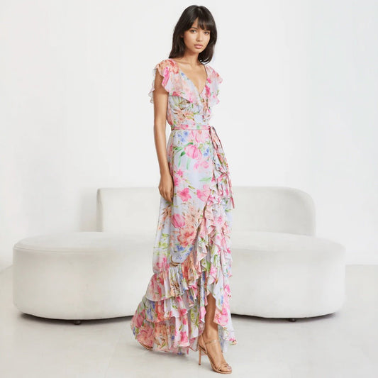 SHINING LIGHT BLUE Tilda Silk Maxi Dress