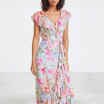 SHINING LIGHT BLUE Tilda Silk Maxi Dress
