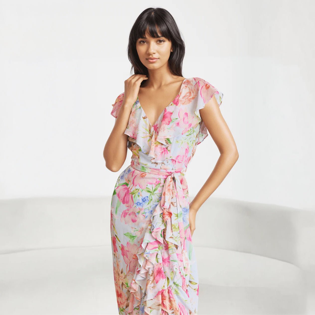 SHINING LIGHT BLUE Tilda Silk Maxi Dress