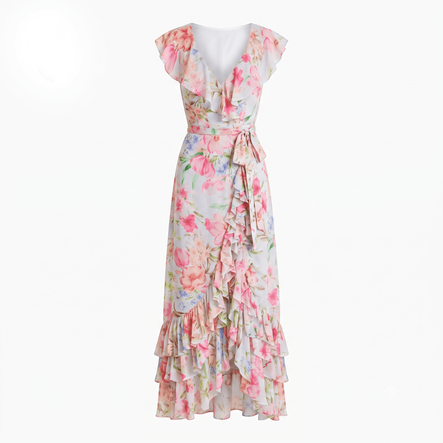 SHINING LIGHT BLUE Tilda Silk Maxi Dress
